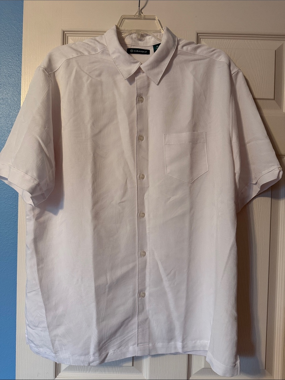 Cubavera Men’s White Textured Button Down Short Sleeve Shirt Size XL